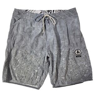 Volcom Board Shorts Mens 32 Gray‎ Slingers Tribal Print Hybrid A0811604